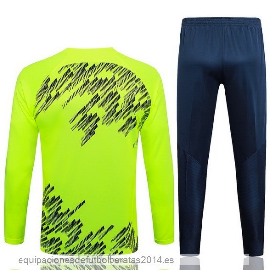 Nuevo Conjunto Completo Sudadera Entrenamiento Barcelona 23/24 Verde Fluorescente Baratas